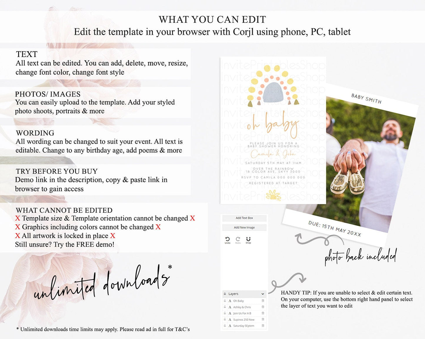 Pastel Rainbow Baby Shower Invitation Pastel Rainbow Invitation Rainbow Baby Invitation Pastel Invitation Boho Rainbow Invitation D10688