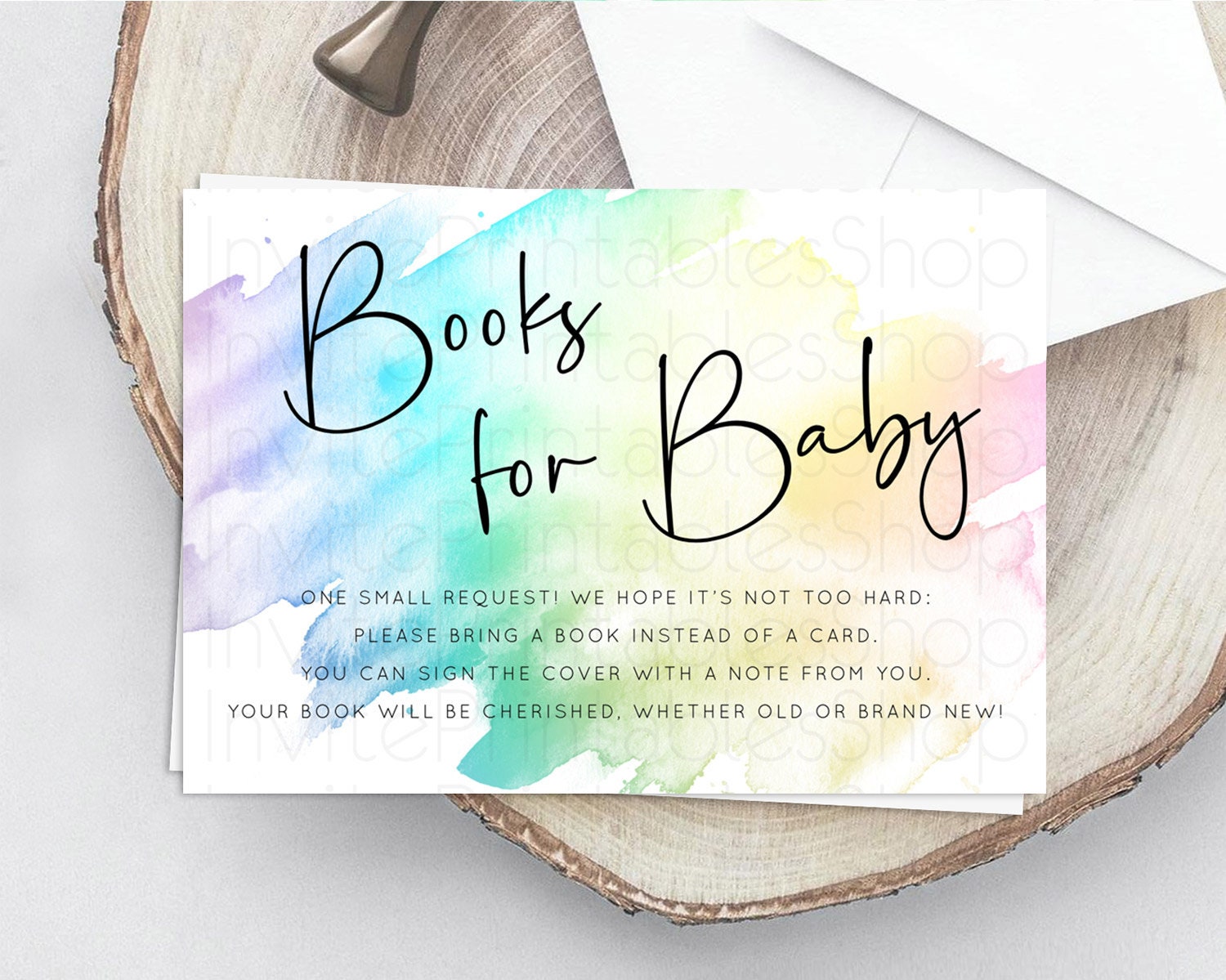Editable Pastel Books For Baby Card Pastel Rainbow Book Insert Colorful Ombr