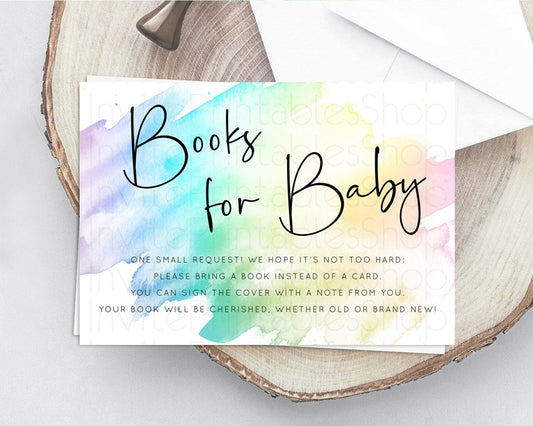 Editable Pastel Books For Baby Card Pastel Rainbow Book Insert Colorful Ombr