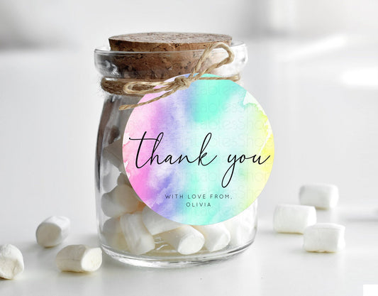 Editable Pastel Thank You Tags Rainbow Thank You Gift Tags Colorful Pastel F
