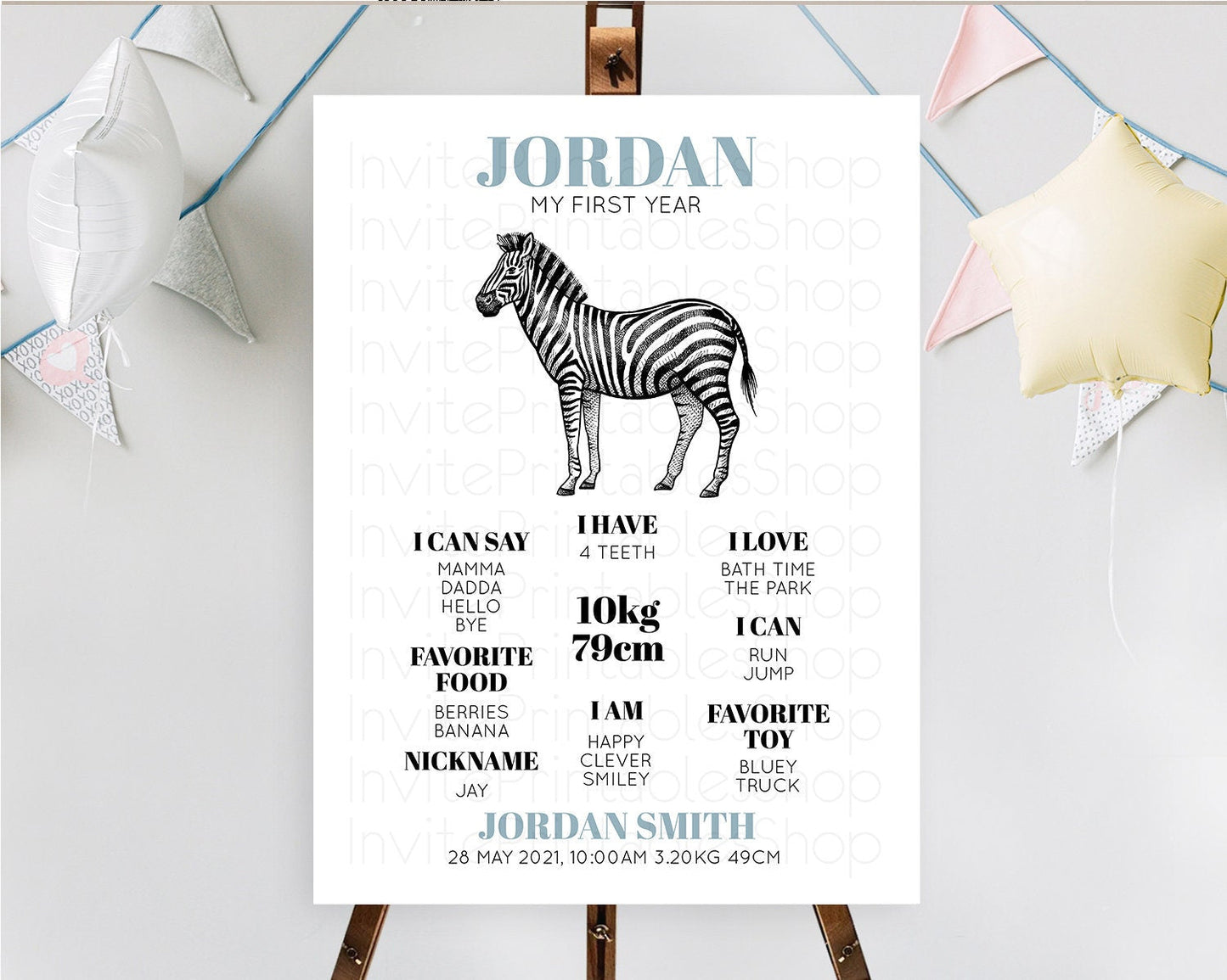 Zebra First Birthday Milestone Board Zebra Milestone Poster Zebra Decor Safari Adventure Zebra First Birthday Welcome Sign D10249