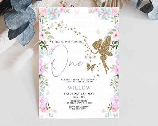 Editable Fairy Birthday Invitation Glitter Fairy Invitation Enchanted Garden