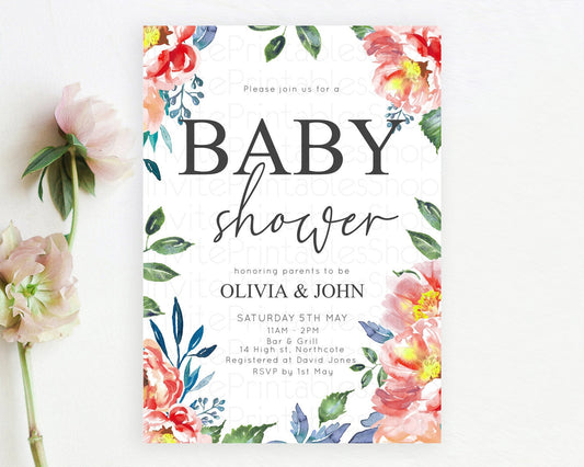 Editable Wildflower Baby Shower Invitation Secret Garden Baby Shower Invitat