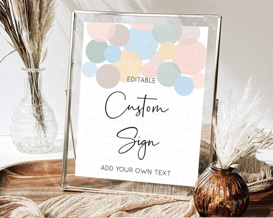 Editable Pastel Confetti Sign Colorful Sprinkles Table Sign Decor Rainbow Pa