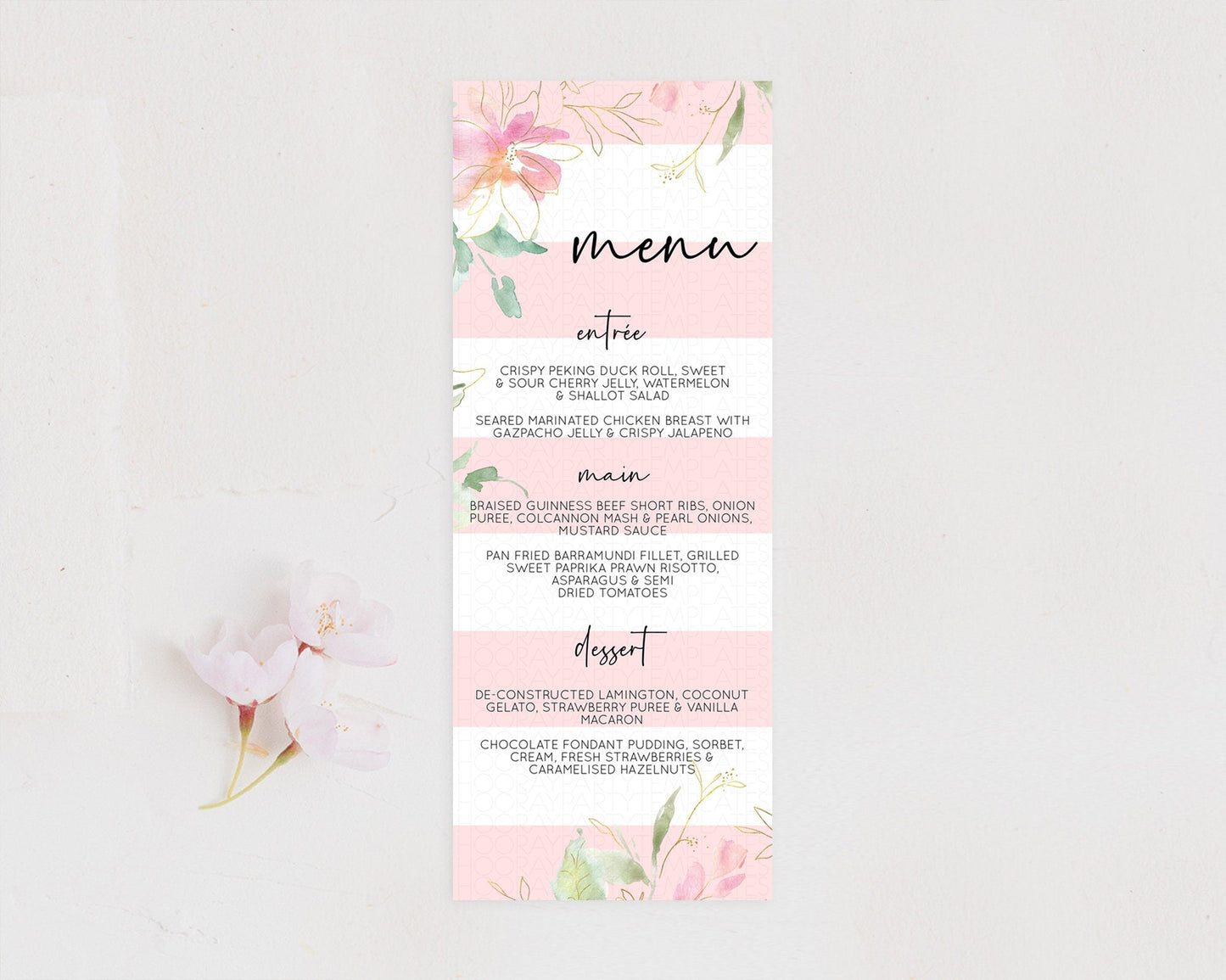 Secret Garden Menu Wildflower Menu Template Pastel Flower Garden Table Decor Boho Floral Dinner Dessert Floral Party Food Menu D10300