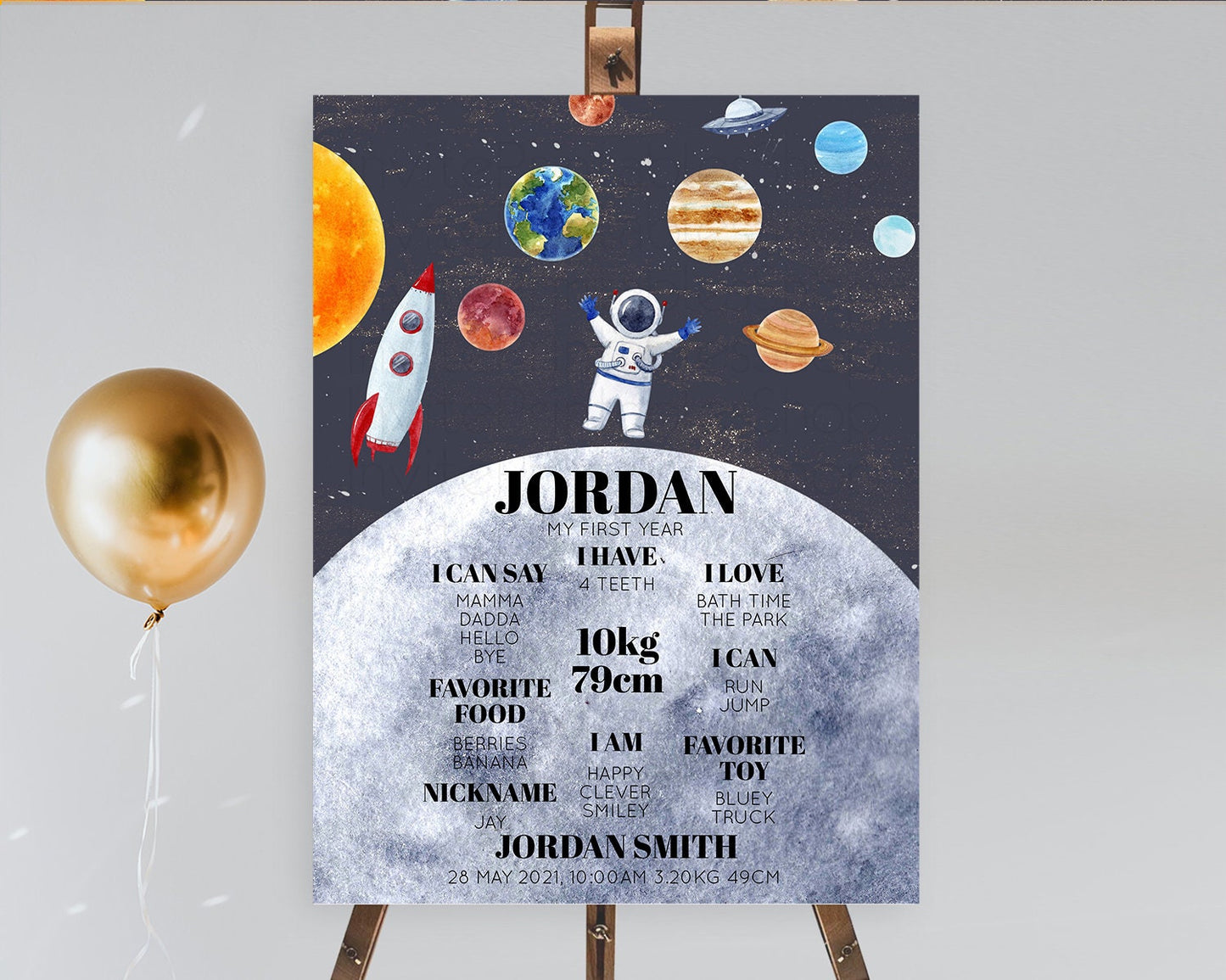 Space First Birthday Milestone Poster Space Milestone Board First Trip Around the Sun Planets Solar System ONE year Birthday Sign D10430