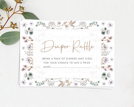 Editable Secret Garden Diaper Raffle Card Boho Wildflower Diaper Raffle Inse