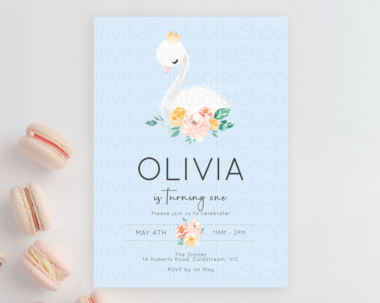 Swan Birthday Invitation Swan Princess Ballet Invitation Enchanted Forest Swan Lake Party Secret Garden Watercolour Pastel Floral D10903