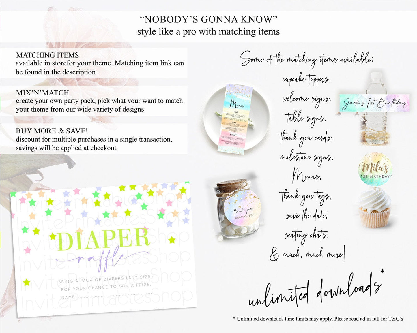 Pastel Star Diaper Raffle Card Shooting Star Diaper Raffle Insert Twinkle Little Star Diaper Ticket Rainbow Confetti Raffle Game D10396
