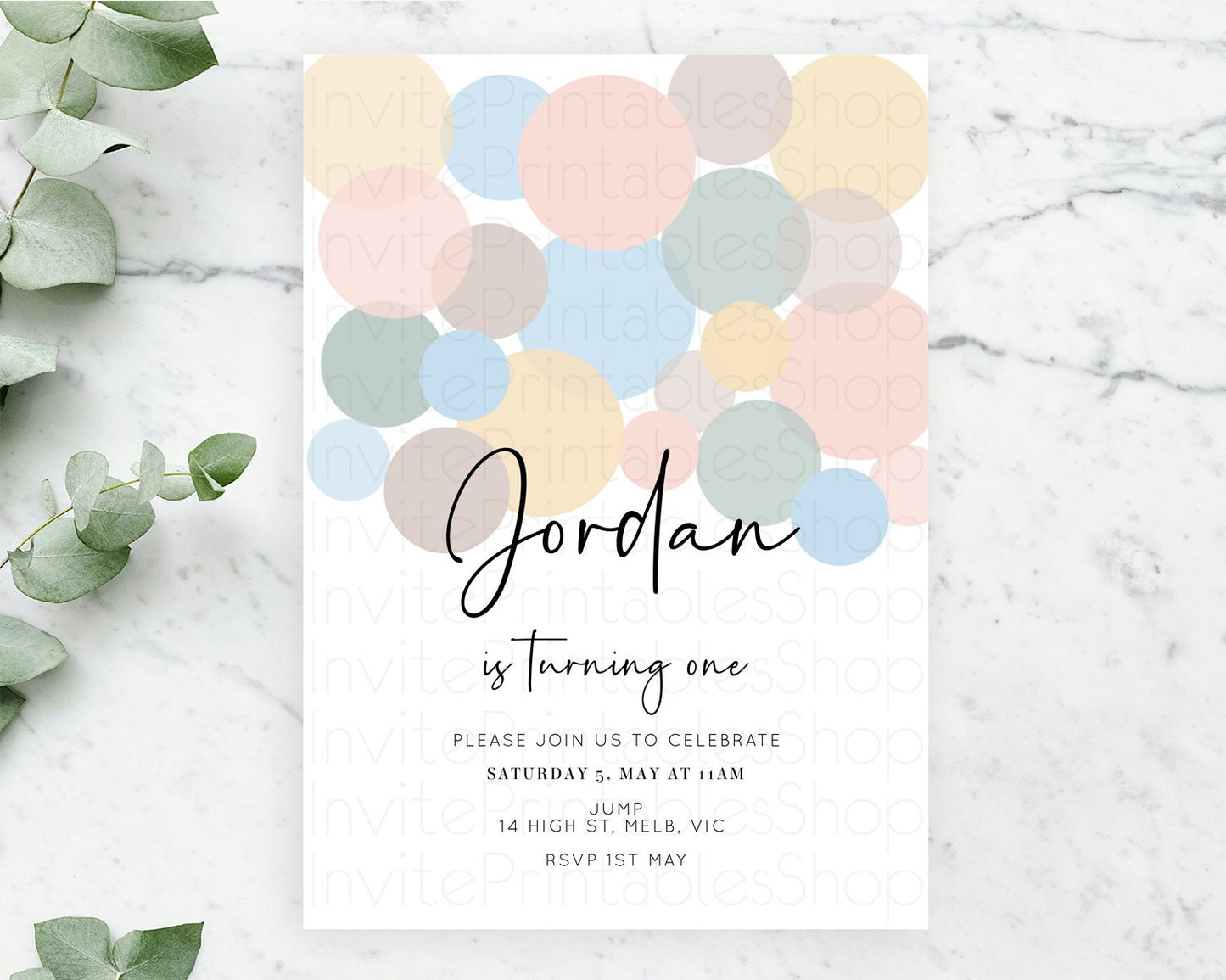 Pastel Birthday Invitation Pastel Confetti Birthday Invitation Bubbles Invitation Colorful Rainbow Confetti 2nd 1st First Birthday D10602