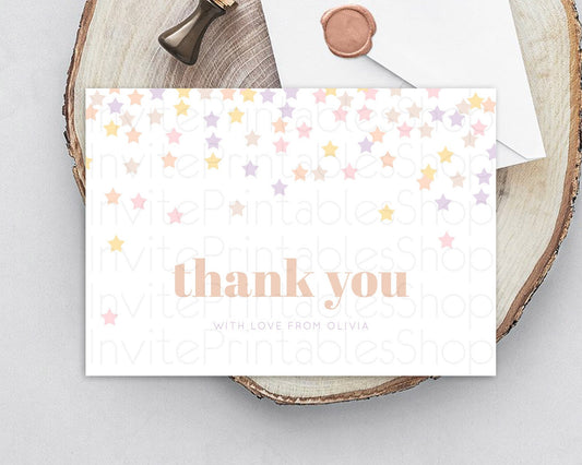 Star Thank You Card Pastel Stars Thank You Shooting Star Rainbow Colorful Confetti Twinkle Little Star Birthday Teacher Thank You D10810