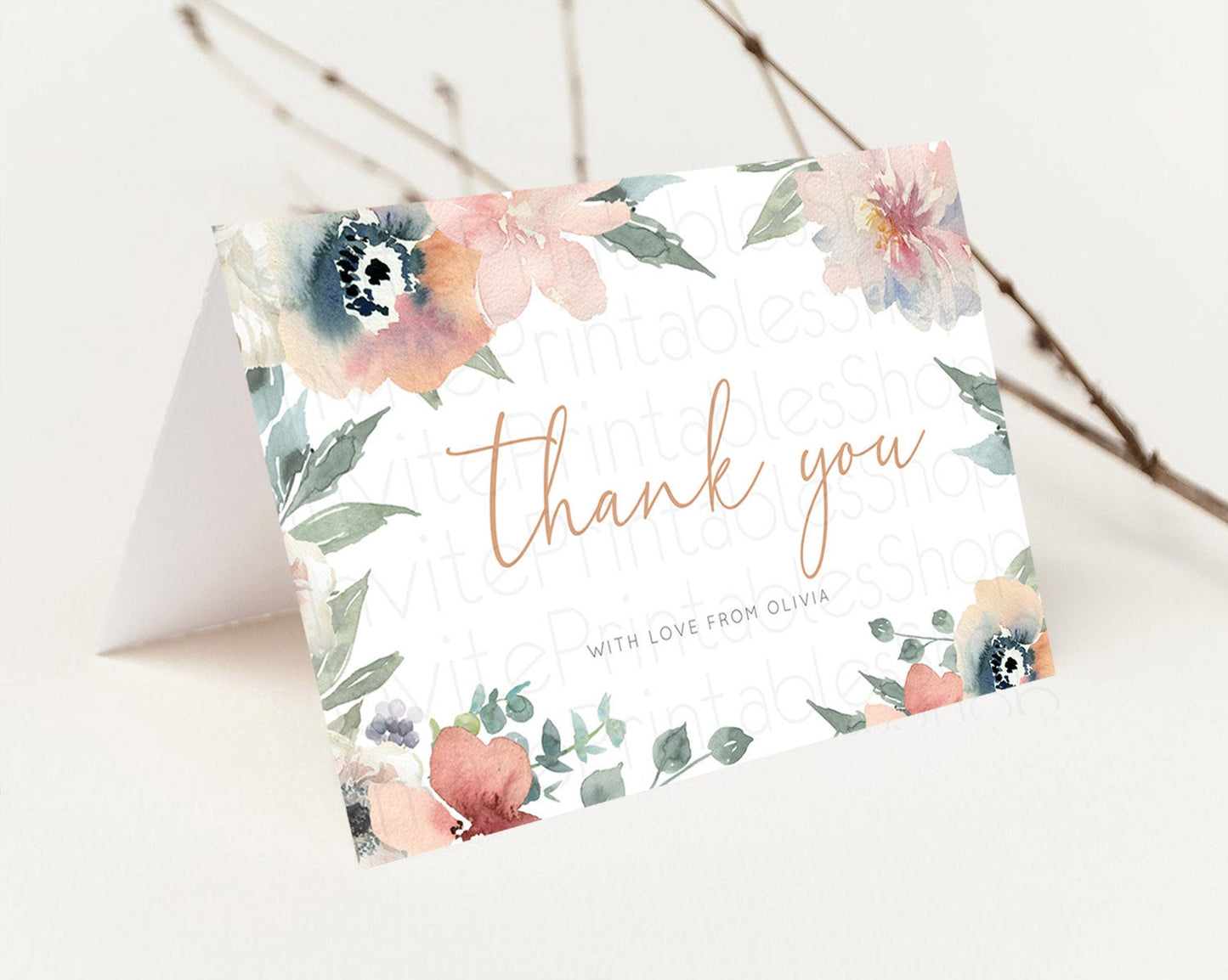 Secret Garden Thank You Wildflower Thank You Card Pastel Flower Garden Birthday Thank You Card Boho Floral Teacher Thank You Card D10787