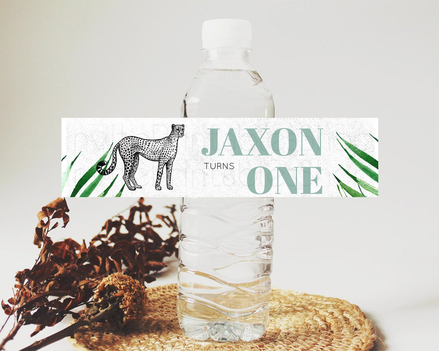 Cheetah Water Label Template Cheetah Party Decor Water Label Safari Adventure Cheetah Minimal Theme 1st Birthday Baptism Baby Shower D10849