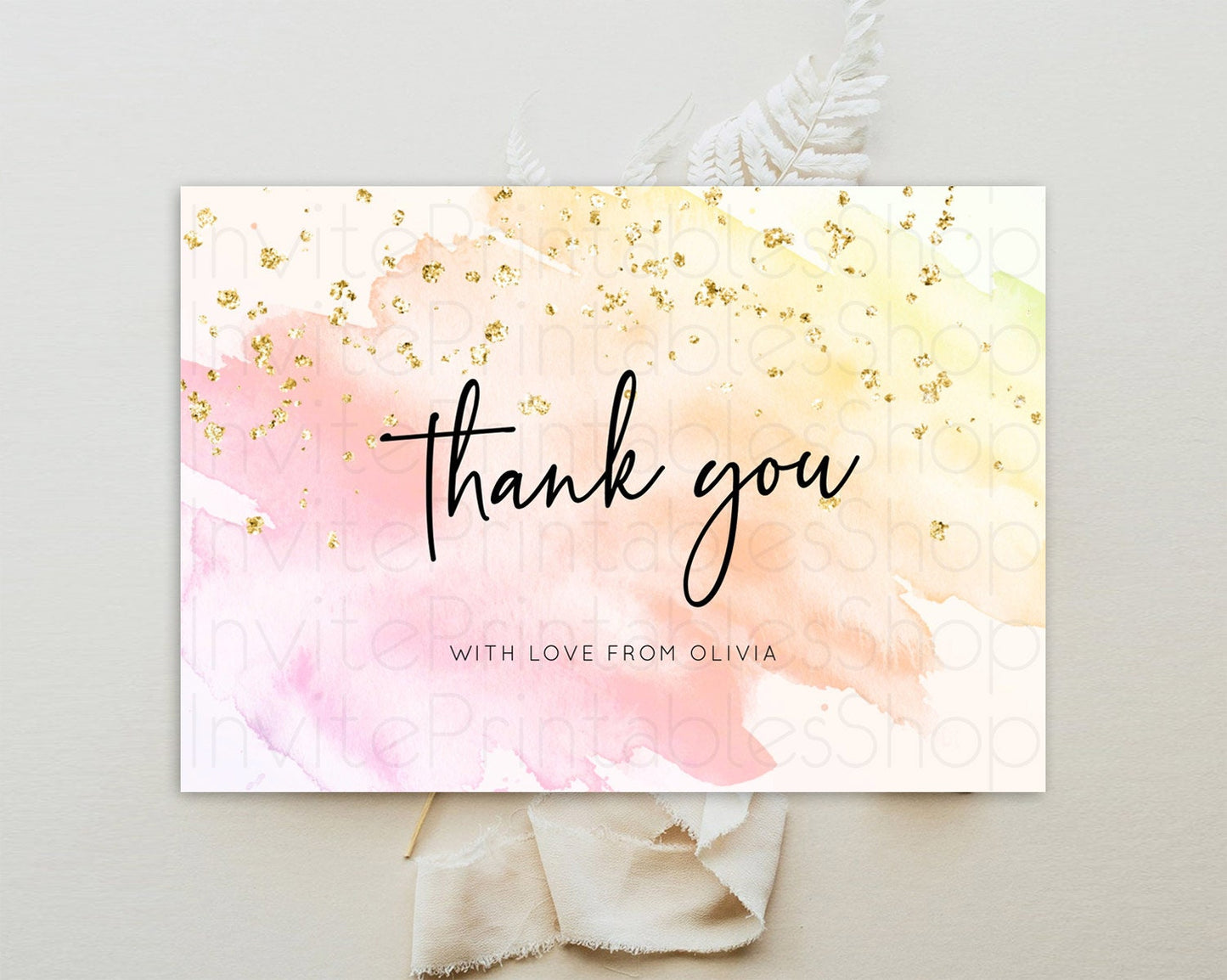 Pink Thank You Pink Watercolor Thank You Card Pastel Pink Card Template Watercolor Splash Cards Teacher Thank You Card Template D10167