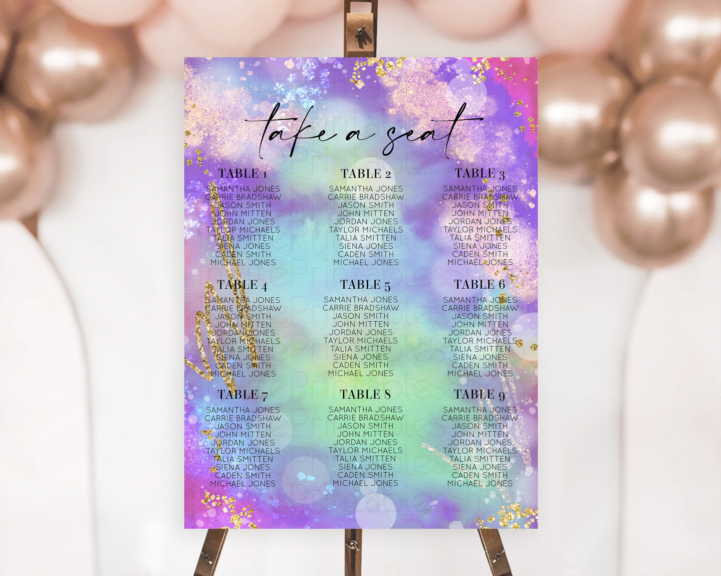 Rainbow Seating Chart Pastel Seating Chart Iridescent Sprinkles Colorful Pastel Watercolor Seating Sign Ombre Pastel Take A Seat D10680