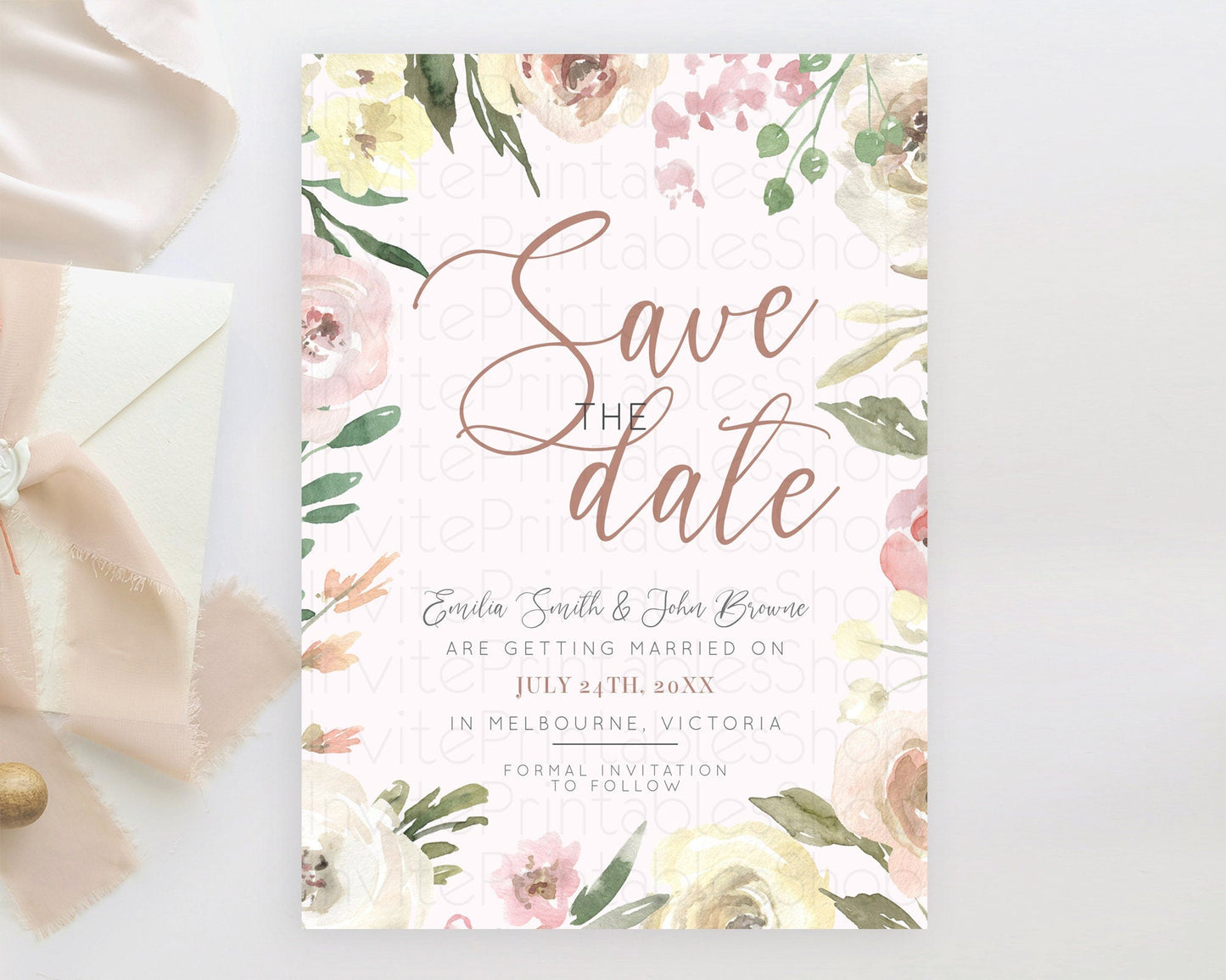 Wildflower Save The Date Template Secret Garden Save The Date Pastel Floral Garden Party Boho Flowers Birthday Baby Shower Wedding D10192