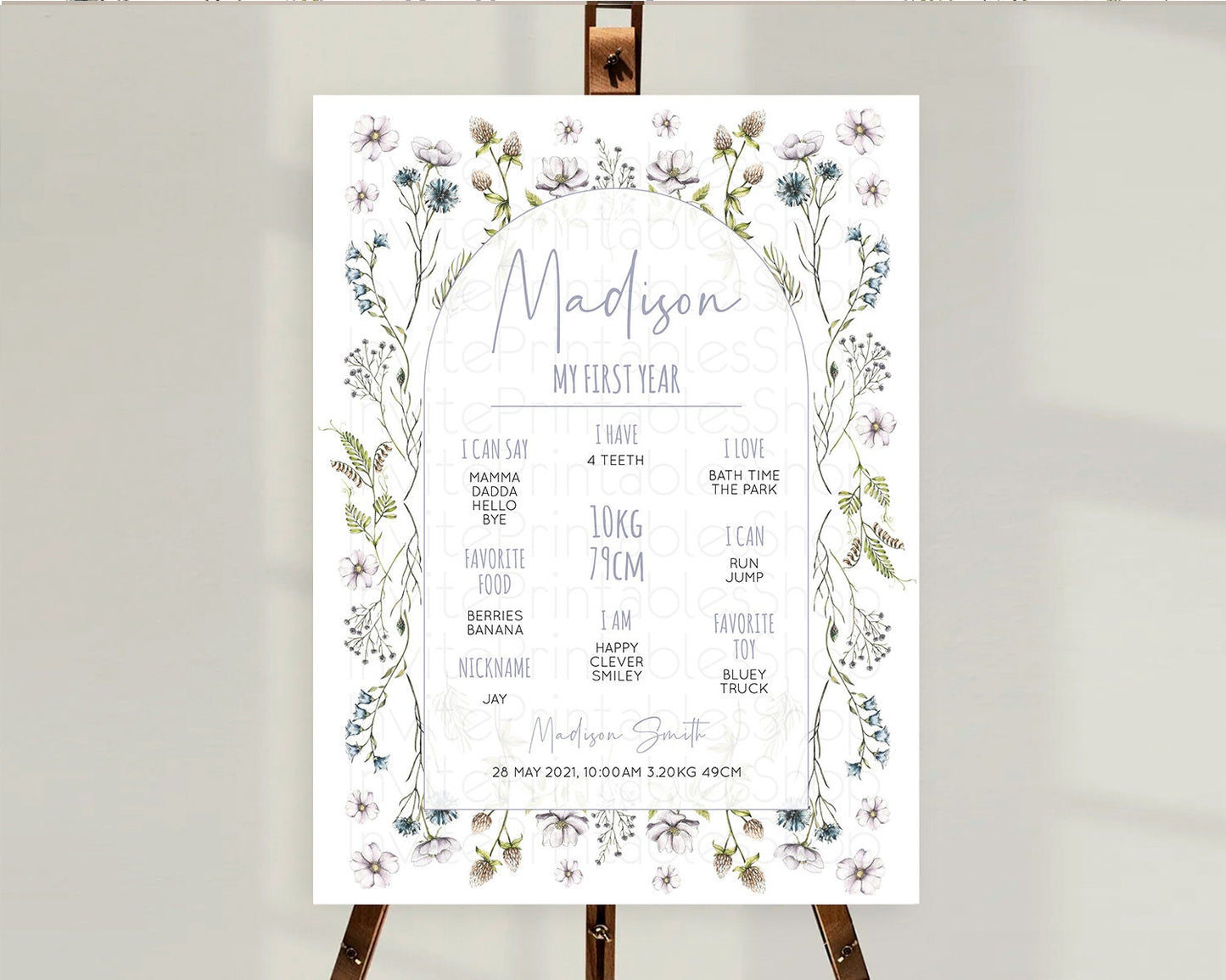 Secret Garden Milestone Board Wildflower First Birthday Milestone Poster Pastel Flowers Milestone Boho Wildflower 1st Birthday Sign D10603