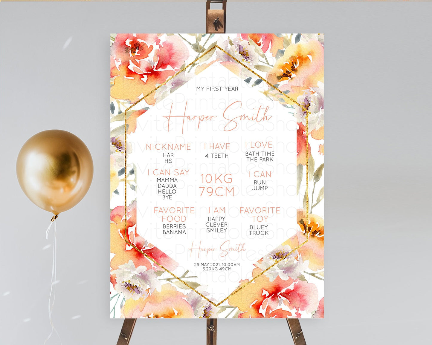 Secret Garden Milestone Board Wildflower First Birthday Milestone Poster Pastel Flowers Milestone Boho Wildflower 1st Birthday Sign D10791