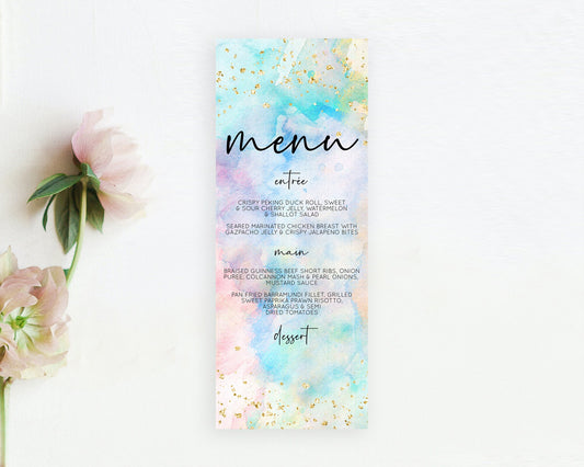 Editable Pastel Menu Pastel Rainbow Menu Template Colorful Pastel Table Deco