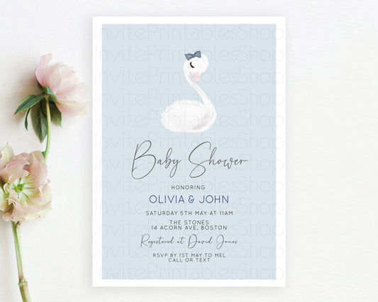 Editable Swan Baby Shower Invitation Swan Princess Ballet Invitation Enchant