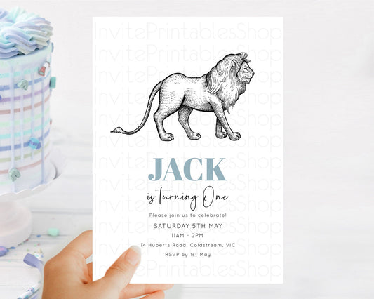 Editable Lion Birthday Invitation Lion Invitation Modern Safari Lion Party 2