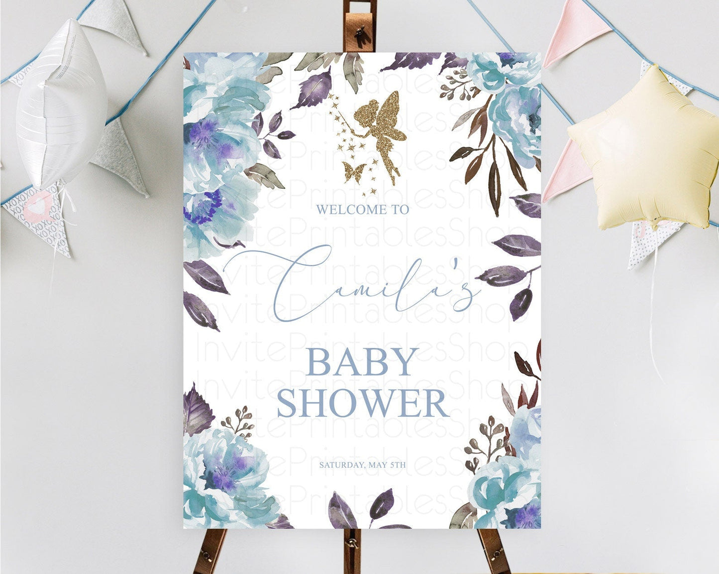 Fairy Baby Shower Welcome Sign Fairy Welcome Board Enchanted Garden Pastel Floral Butterfly Decor Secret Garden Fairy Welcome Sign D10728