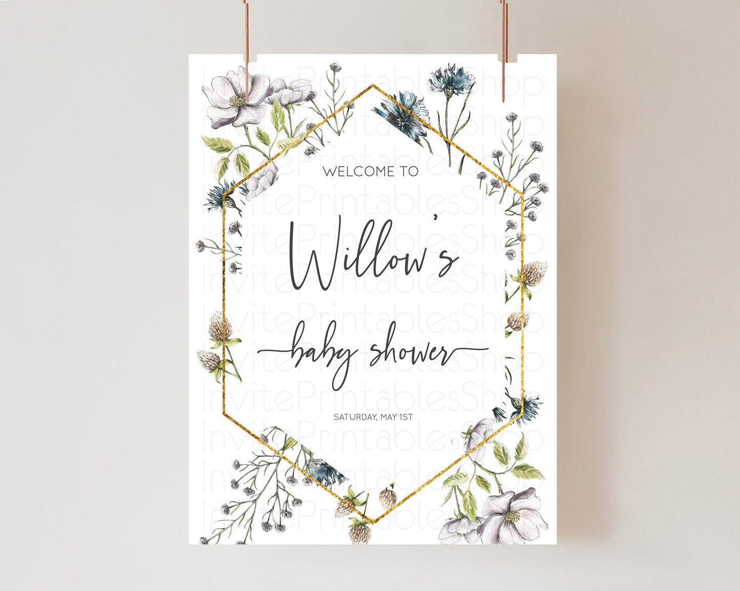 Secret Garden Baby Shower Welcome Sign Wildflower Welcome Board Pastel Flower Garden Welcome Poster Boho Wildflower Welcome Sign D11002