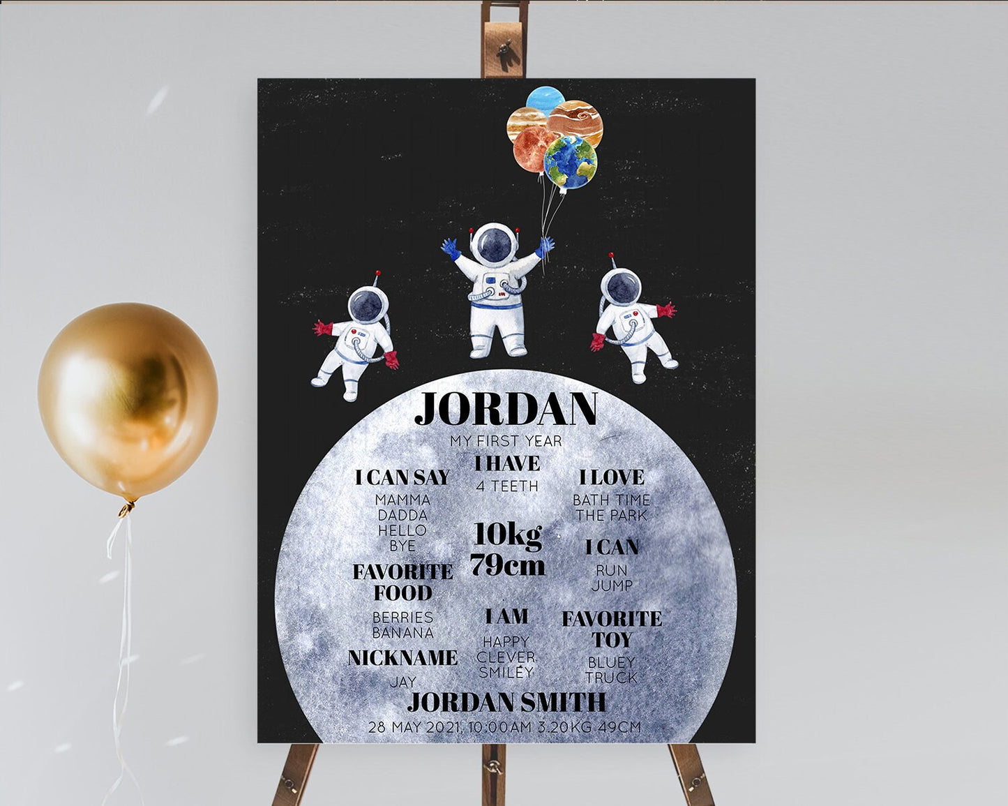 Space First Birthday Milestone Poster Space Milestone Board First Trip Around the Sun Planets Solar System ONE year Birthday Sign D10430