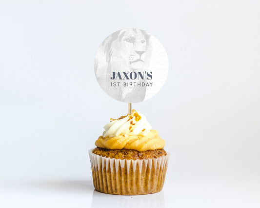 Editable Lion Cupcake Toppers Safari Lion Cupcake Toppers Modern Lion Party
