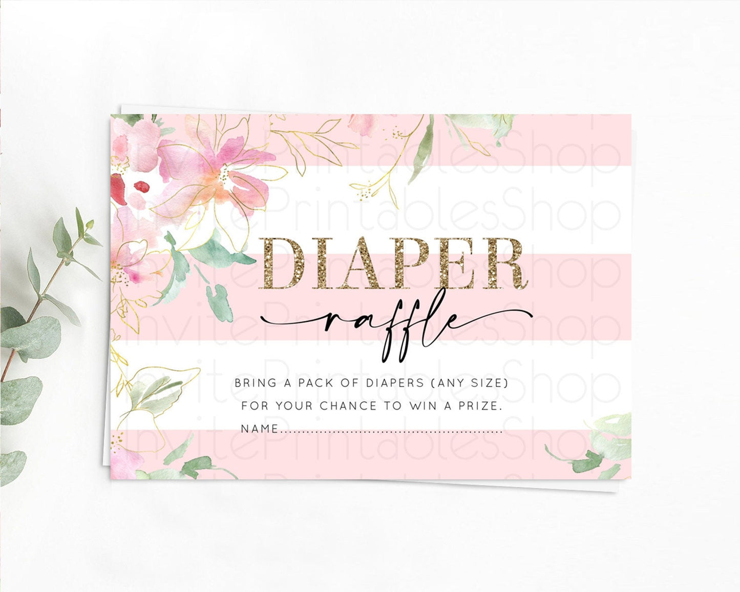 Editable Secret Garden Diaper Raffle Card Boho Wildflower Diaper Raffle Inse