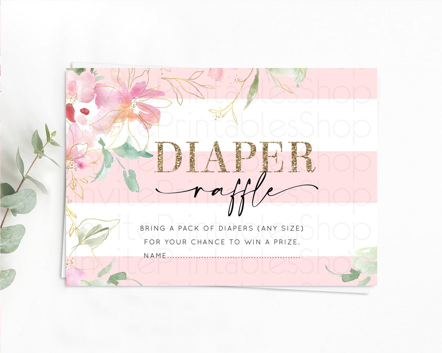 Editable Secret Garden Diaper Raffle Card Boho Wildflower Diaper Raffle Inse