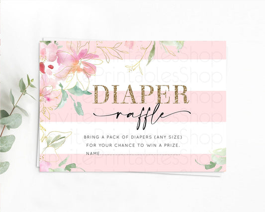 Editable Secret Garden Diaper Raffle Card Boho Wildflower Diaper Raffle Inse