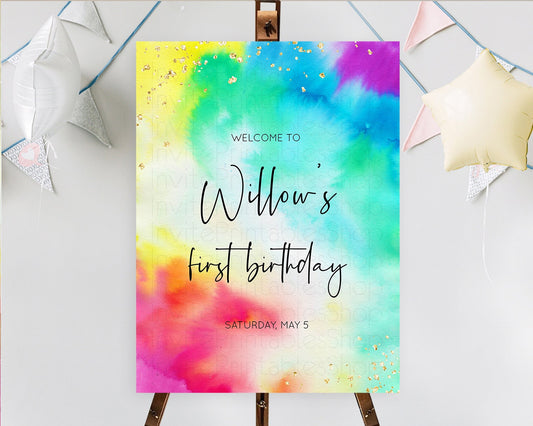 Editable Tie Dye Welcome Board Rainbow Tie Dye Welcome Sign Pastel Welcome P