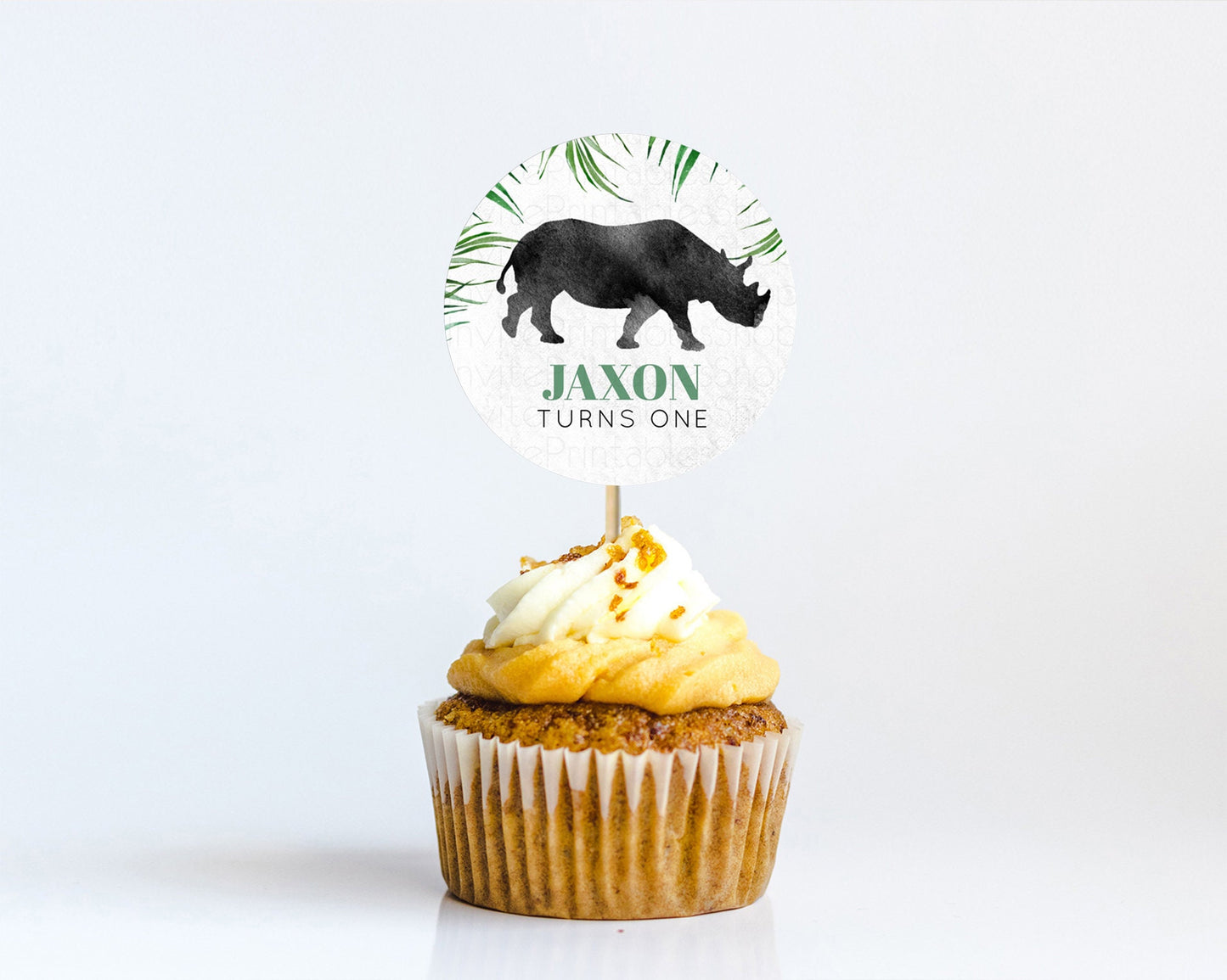 Rhino Cupcake Toppers Rhino Cupcake Rhino Take A Cupcake Toppers Rhino Safari Adventure Decor Zoo Party Rhino Palm Leaf Décor D10843