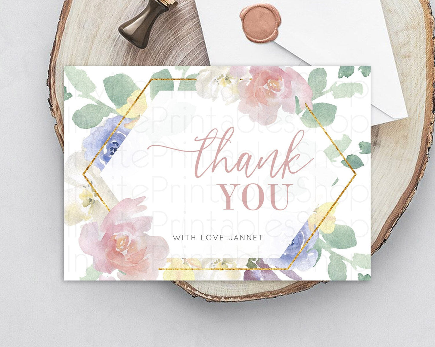 Secret Garden Thank You Wildflower Thank You Card Pastel Flower Garden Birthday Thank You Card Boho Floral Teacher Thank You Card D10254