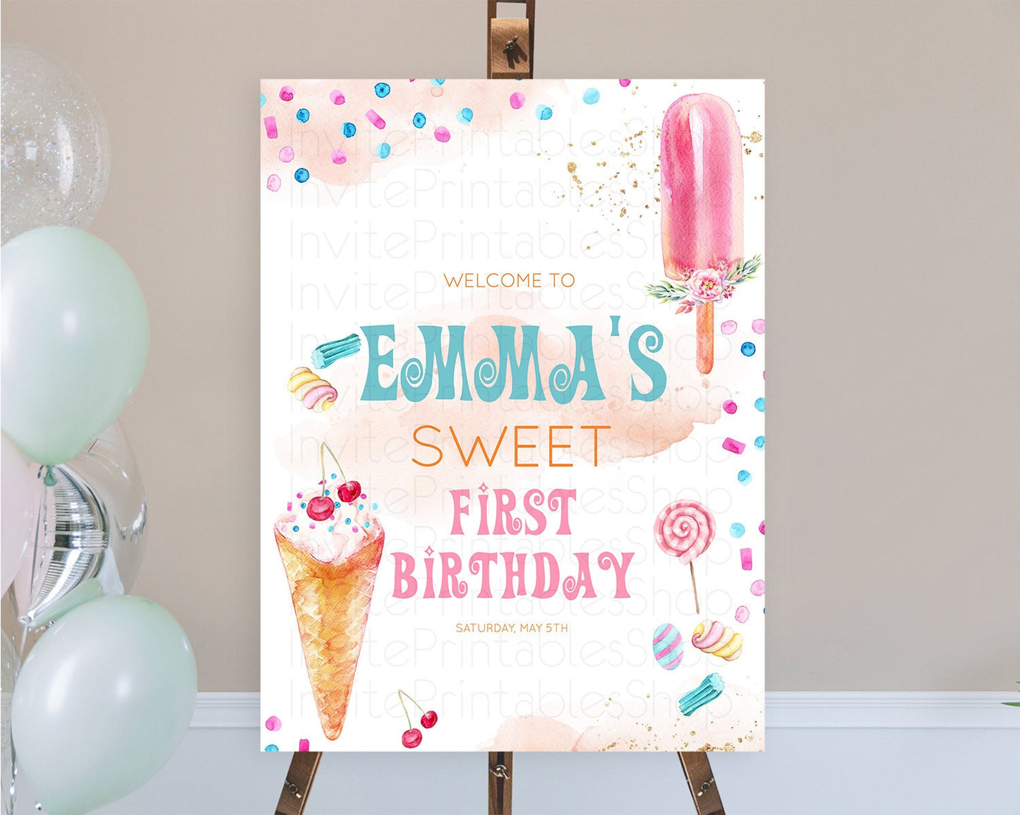 Ice Cream Welcome Sign Sweet One Welcome Board Heres The Scoop Decor Pastel Candy Welcome Poster Candy First Birthday Welcome Sign D10554