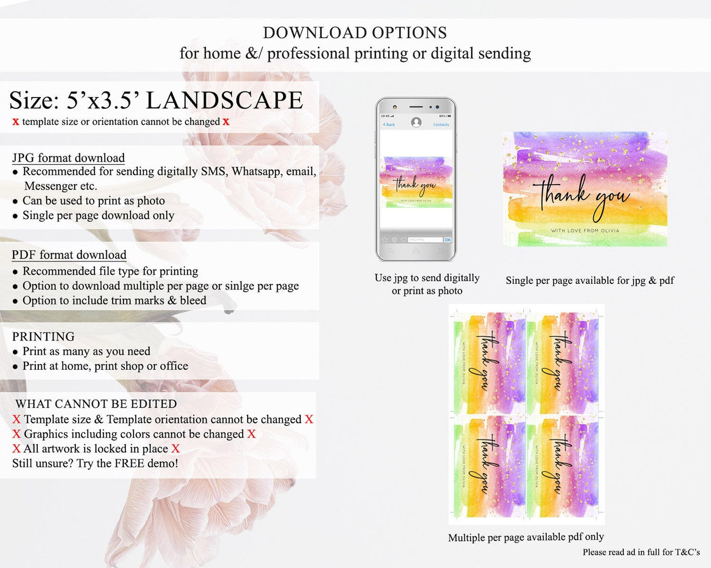 Pastel Thank You Rainbow Thank You Card Colorful Pastel Birthday Thank You Card Confetti Watercolor Pastel Teacher Thank You Cards D10524