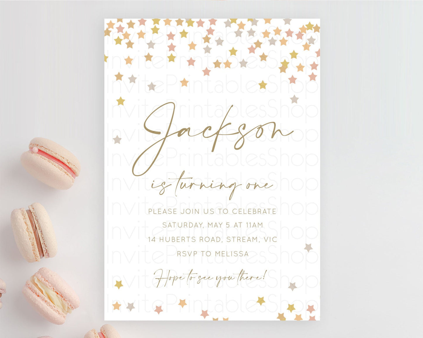 Star Birthday Invitation Pastel Stars Invite Shooting Star Party Rainbow Colorful Confetti Twinkle Little Star 2nd First Birthday D10342