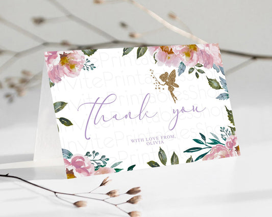 Editable Fairy Thank You Fairy Thank You Card Enchanted Garden Pastel Butter