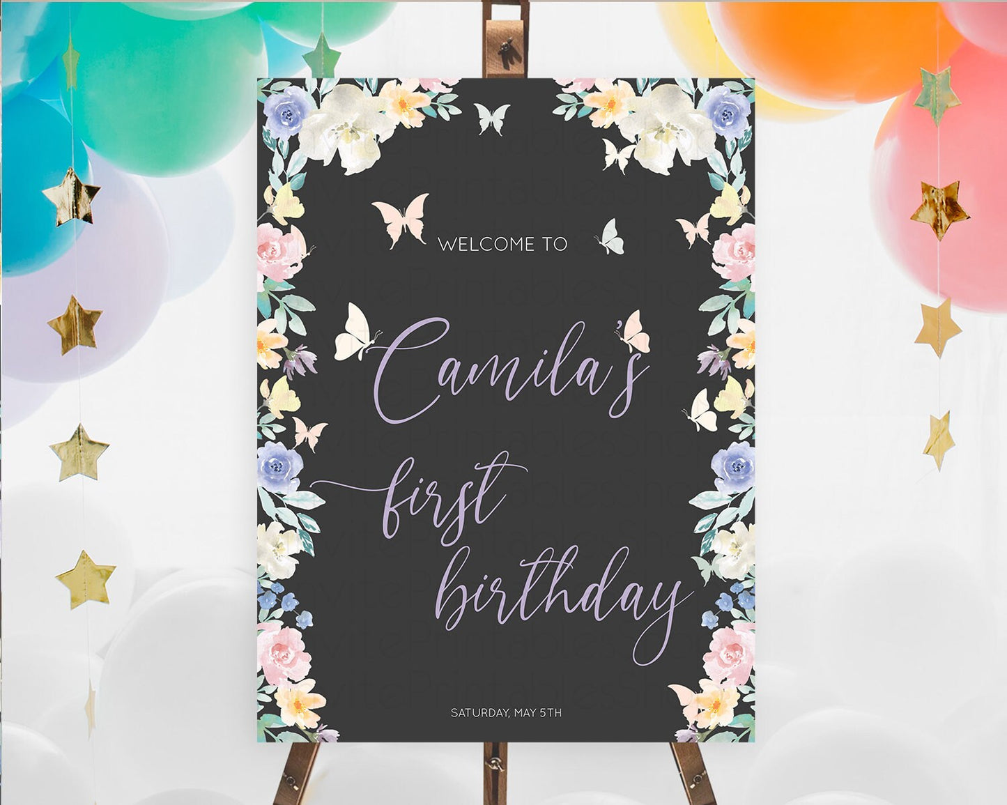 Secret Garden Welcome Sign Wildflower Welcome Board Pastel Flower Garden Welcome Poster Boho Wildflower First Birthday Welcome Sign D10322