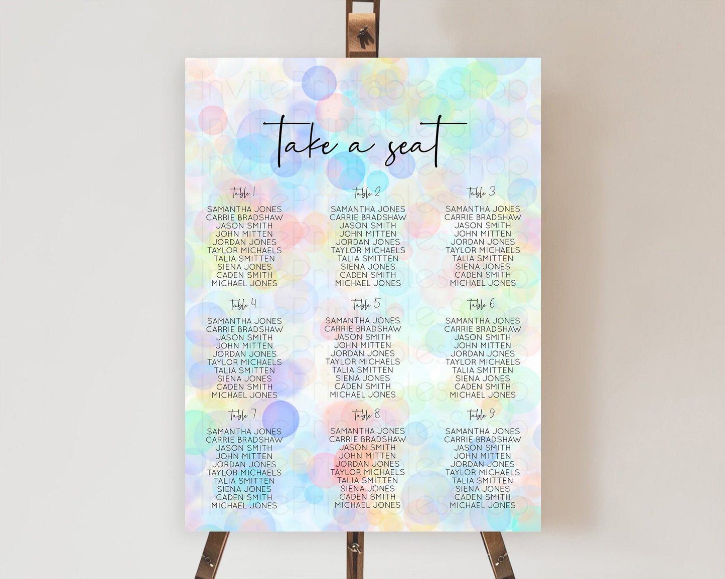 Bubbles Seating Chart Pastel Seating Chart Bath Bomb Party Pastel Bubbles Decor Watercolour Seating Board Confetti Seating Chart D10445