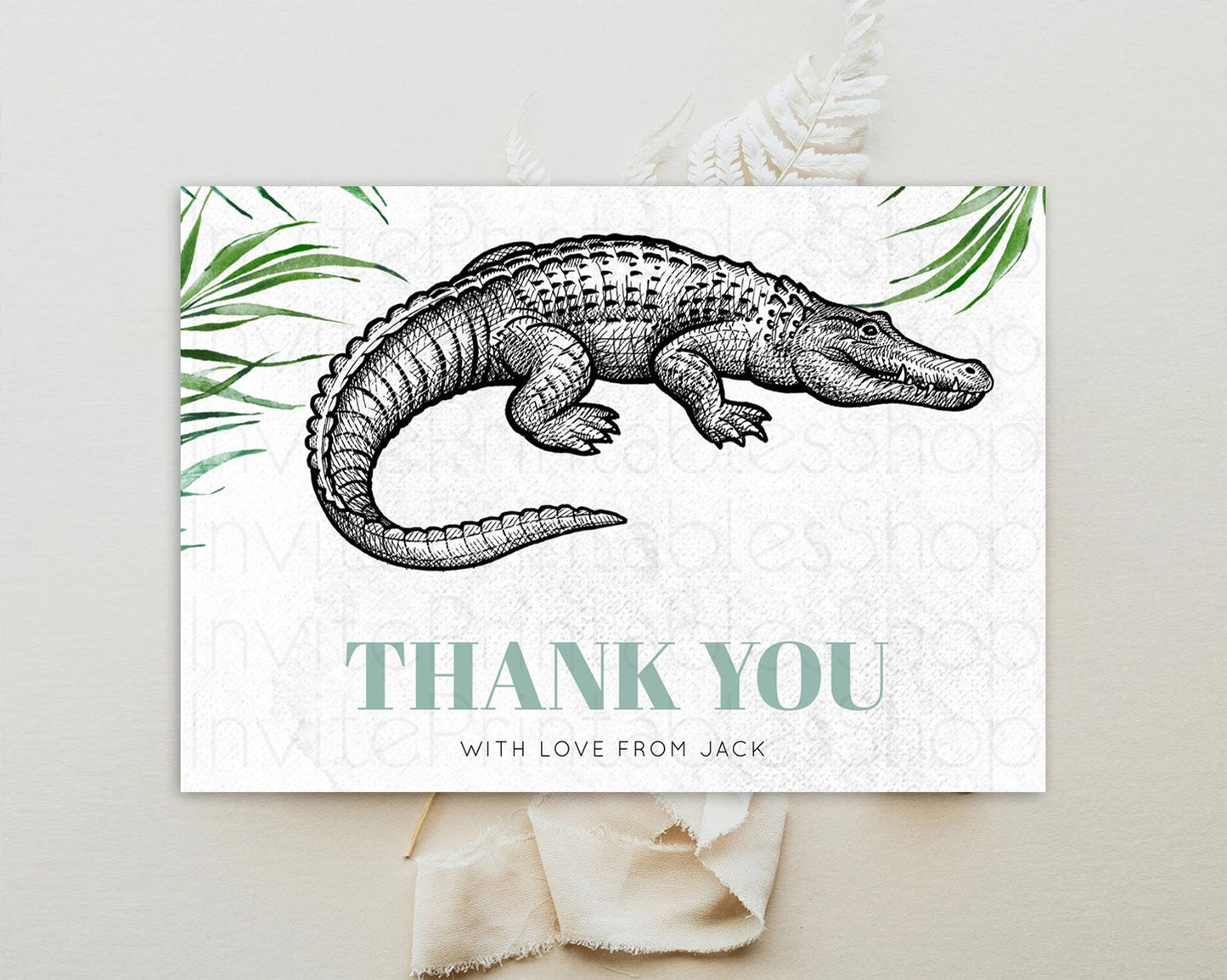 Croc Thank You Gator Thank You Card Croc Gator Party Crocodile Birthday Thank You Card Alligator Cards Teacher Thank You Cards D10847