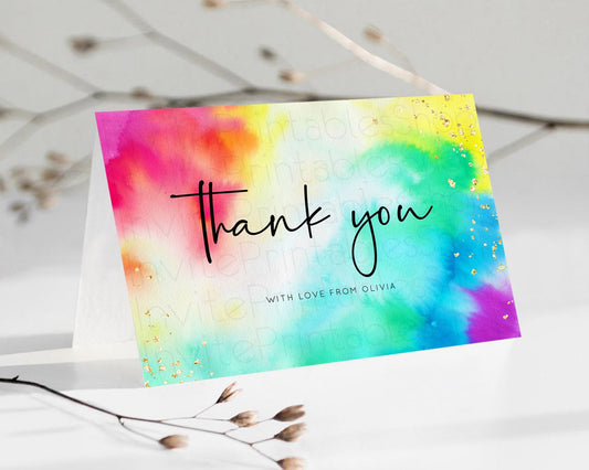 Editable Tie Dye Thank You Rainbow Tie Dye Thank You Card Pastel Birthday Th