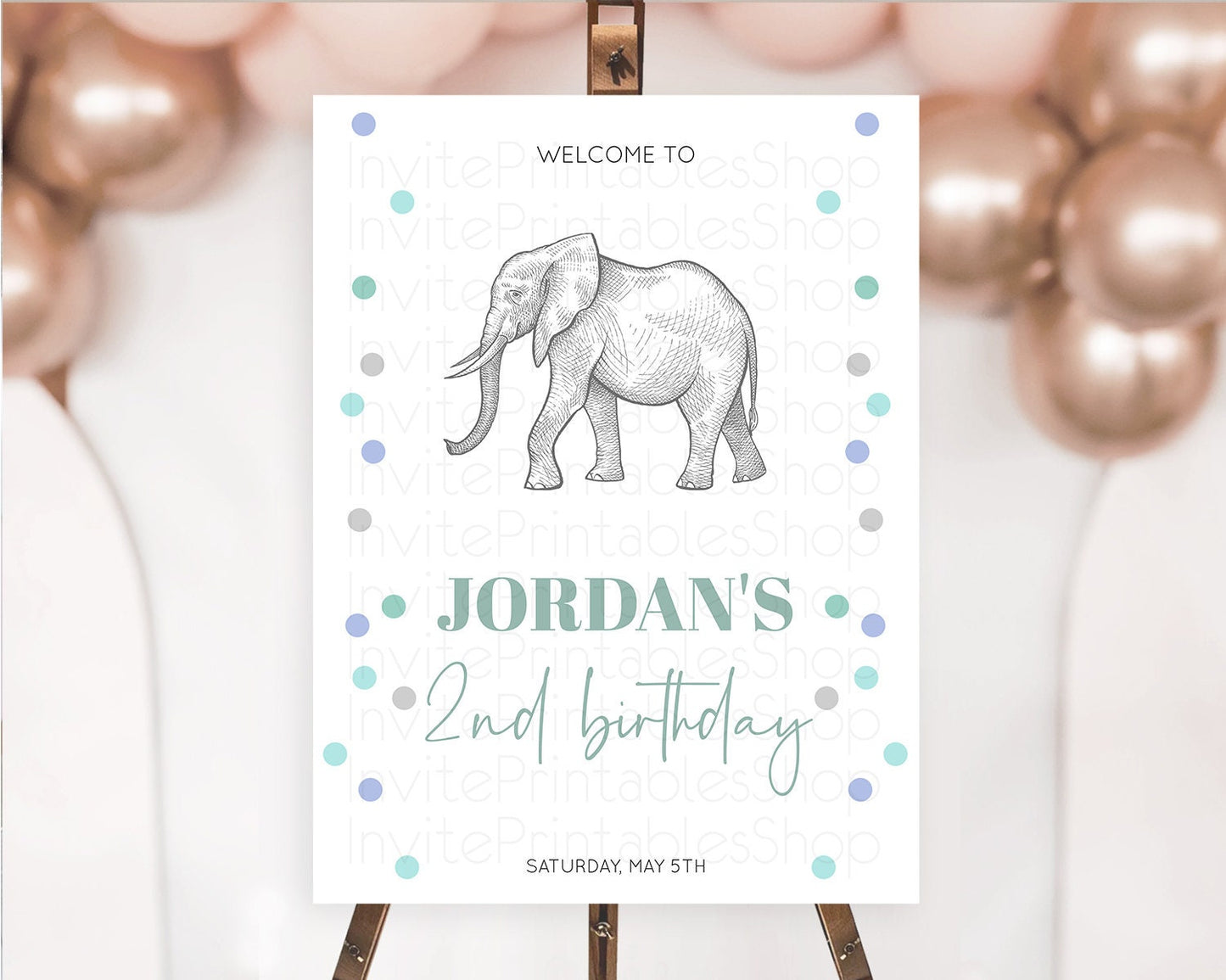 Elephant Welcome Sign Elephant Welcome Board Elephant Party Welcome Poster Safari Party Decor Elephant First Birthday Welcome Sign D10859