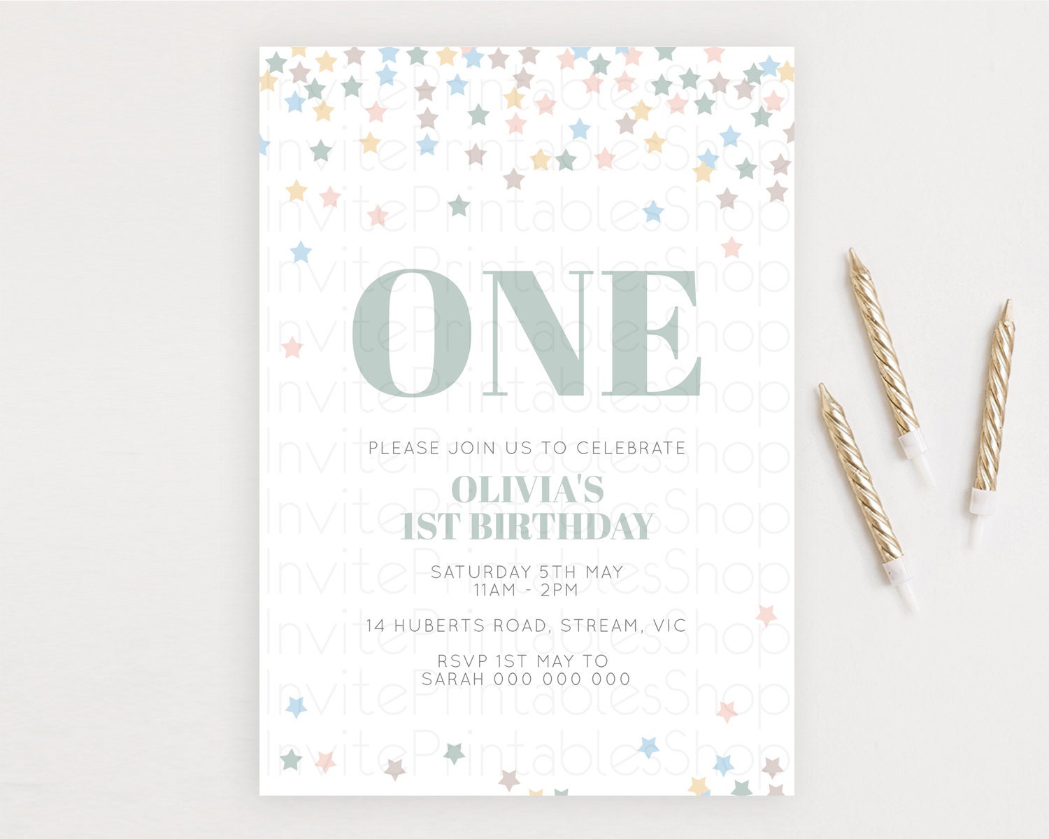 Editable Star Birthday Invitation Pastel Stars Invite Shooting Star Party Ra
