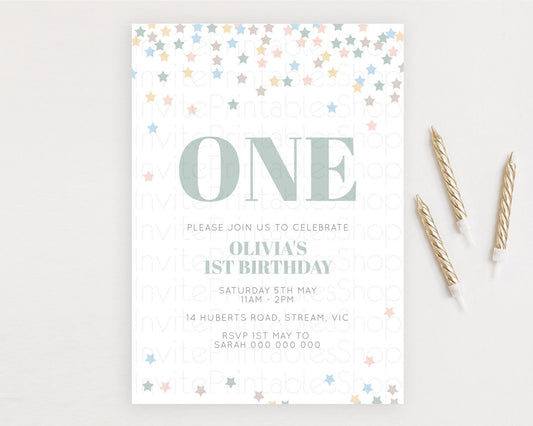 Editable Star Birthday Invitation Pastel Stars Invite Shooting Star Party Ra