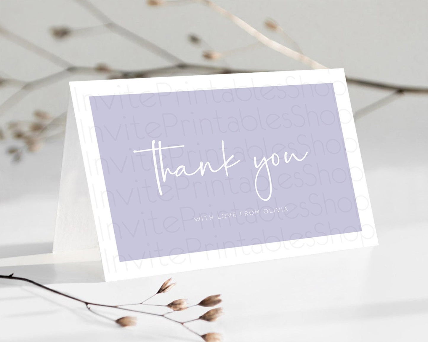 Purple Thank You Pastel Purple Thank You Card Purple Birthday Thank You Cards Modern Purple Cards Simple Purple Teacher Thank You D10942