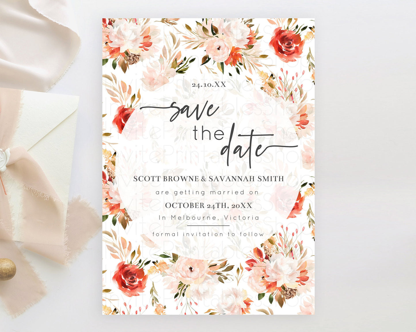 Wildflower Save The Date Template Secret Garden Save The Date Pastel Floral Garden Party Boho Flowers Birthday Baby Shower Wedding D10540