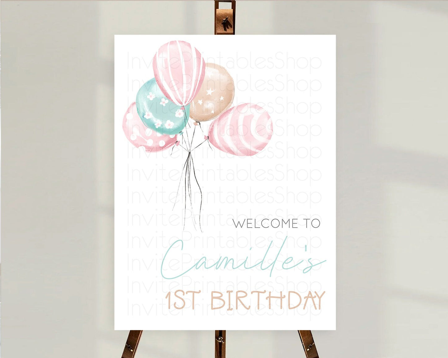 Pastel Balloons Welcome Sign Colorful Balloon Welcome Board Rainbow Balloon Weclome Poster Confetti First Birthday Welcome Sign D10687