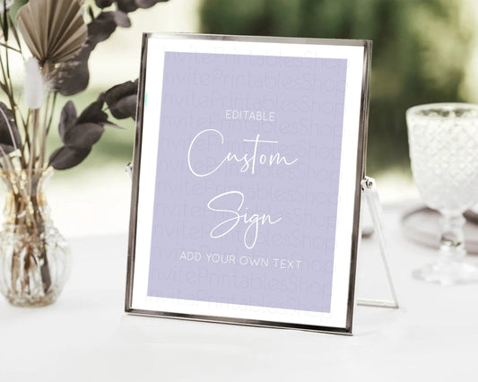 Editable Minimalist Purple Sign Purple Table Sign Decor Simple Modern Purple